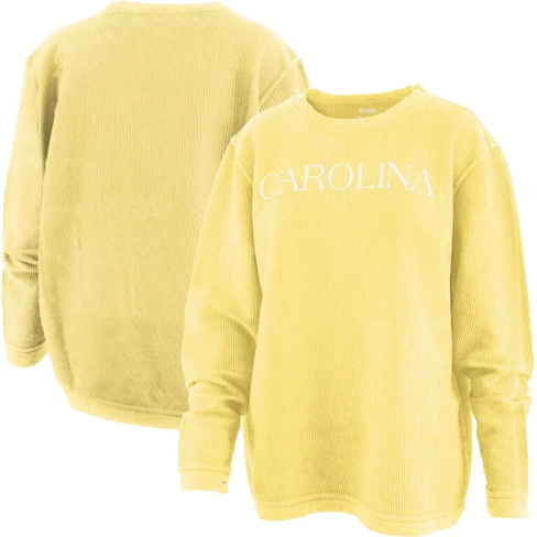 Женский удобный вельветовый пуловер с принтом Pressbox, желтый North Carolina Tar Heels, толстовка