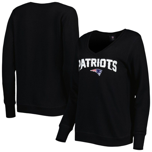 Женский черный пуловер с v-образным вырезом и пайетками Cuce New England Patriots