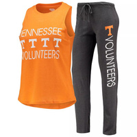 Женский комплект для сна на бретелях и брюках Tennessee Volunteer, топ и брюки Concepts Sport Charcoal/Tennessee Orange
