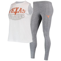 Женский спортивный темно-серый/белый комплект для сна с майкой Texas Longhorns Concepts и леггинсами