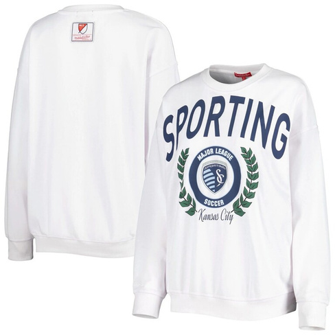 Женский белый пуловер с логотипом Mitchell & Ness Sporting Kansas City Logo 2.0