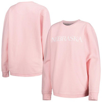Женский удобный вельветовый пуловер с принтом Pressbox Nebraska Huskers, розовый свитшот