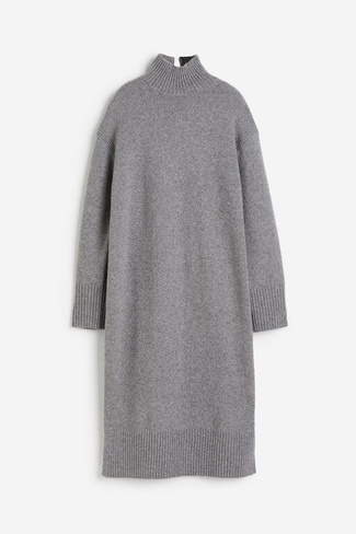 Платье H&M Knit Mock Turtleneck, серый