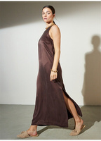 Коричневое стандартное женское платье с круглым вырезом Brooks Brothers