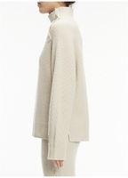 Обычный однотонный бежевый свитер с воротником на пуговицах для женщин Calvin Klein
