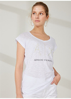Белая женская футболка с принтом Armani Exchange