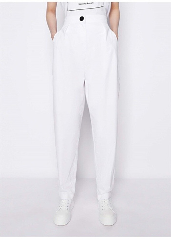 Обычные белые женские брюки с высокой талией Armani Exchange