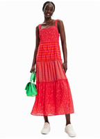 Красное женское летнее длинное платье с U-образным вырезом Desigual