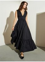 Черное стандартное женское платье с V-образным вырезом Brooks Brothers