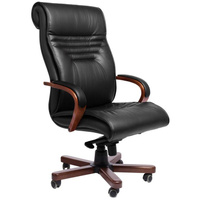 Кресло для руководителя Basel A черное (натуральная кожа с компаньоном, металл)