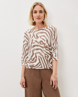 Женский свитер с французскими рукавами и зебровым принтом Phase Eight, коричневый