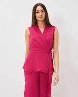Женская блузка без рукавов с V-образным вырезом и поясом Phase Eight, розовый