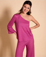 Асимметричная женская блузка с принтом The-Are, розовый