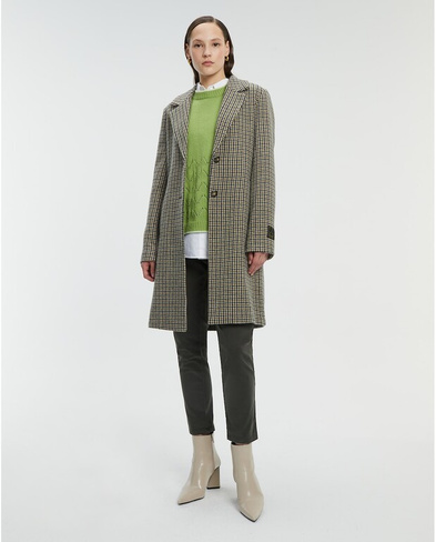 Женское тканевое пальто с клетчатым принтом на подкладке Andam, зеленый