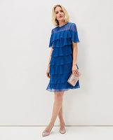 Короткое платье с короткими рукавами и рюшами синего цвета Phase Eight, синий