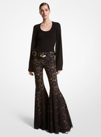 Расклешенные брюки из кружева с цветочным принтом Joplin Michael Kors, черный