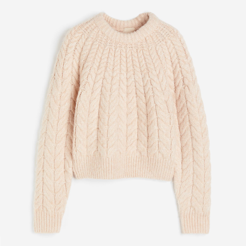 Свитер H&M Cable-knit, светло-розовый