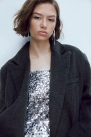 Двубортный объемный пиджак H&M, серый