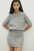 Мини-юбка из смесовой шерсти H&M, серый