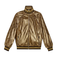 Gucci Maxi GG Блестящая трикотажная куртка на молнии, цвет Камеловое золото/Многоцветный