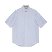 Рубашка с короткими рукавами Gucci со вставками, светло-голубая