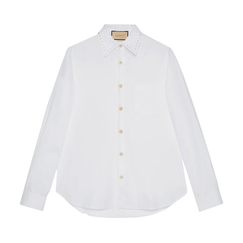 Оксфордская рубашка Gucci с вышивкой кристаллами, цвет Белый/Микс