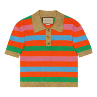 Полосатая футболка-поло Gucci, Оранжевый/Многоцветный