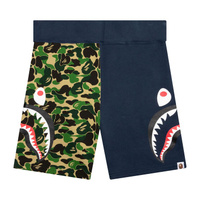 BAPE ABC Камуфляжные спортивные шорты с изображением акулы, цвет Зеленый/Темно-синий
