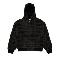 Шерстяная рабочая куртка с капюшоном в клетку Supreme, цвет: черный