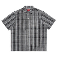 Рубашка с короткими рукавами в клетку металлик Supreme, цвет: черный