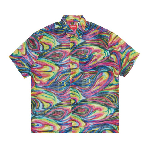 Рубашка с короткими рукавами в сетчатую полоску Supreme, Многоцветный