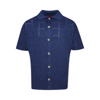 Рубашка Grid Pointelle с коротким рукавом The Elder Statesman, цвет Blue Jay
