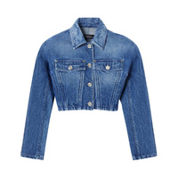 Укороченная джинсовая куртка Versace, цвет Средний синий