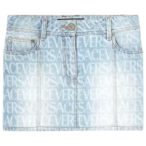 Джинсовая юбка с логотипом Versace, цвет Голубой