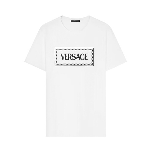 Футболка с вышитым логотипом Versace, цвет Белый/Черный