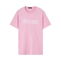 Versace Футболка из джерси 80-х с вышивкой, цвет Розовый/Белый