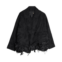 Куртка Comme des Garçons с вышивкой и оборками на подоле, цвет Черный