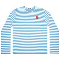 Рубашка с длинными рукавами в пастельную полоску Comme des Garçons PLAY, цвет Синий