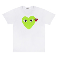 Футболка Comme des Garçons PLAY Red Emblem Heart, цвет Белый/Зеленый
