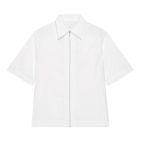 Рубашка свободного кроя на молнии с короткими рукавами от Givenchy, цвет Белый