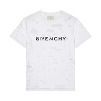 Двухслойная классическая футболка с отверстиями от Givenchy, цвет Белый
