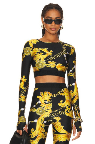 Футболка Versace Jeans Couture Cropped, цвет Black & Gold