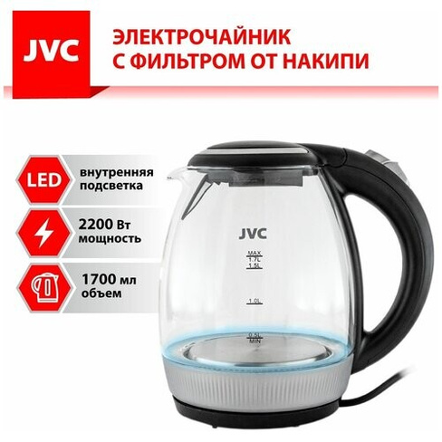 Чайник JVC JK-KE1516 сталь/черный стекло
