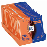 Шоколад Ritter Sport Extra Cocoa темный из Перу 74% какаошоколадный, 100 г, 12 уп.