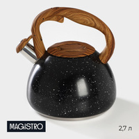 Чайник со свистком из нержавеющей стали magistro stone, 2,7 л, ручка soft-touch, индукция, цвет черный Magistro