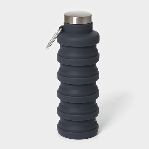 Бутылка для воды складная, 500 мл, силикон, 7×21 см, цвет серый No brand