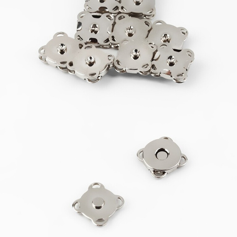 Кнопки магнитные, пришивные, d = 10 мм, 10 шт, цвет серебряный Арт Узор