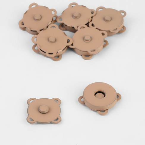 Кнопки магнитные, пришивные, d = 18 мм, 6 шт, цвет бежевый матовый Арт Узор