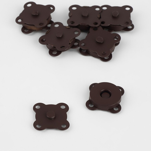 Кнопки магнитные, пришивные, d = 14 мм, 6 шт, цвет коричневый матовый Арт Узор