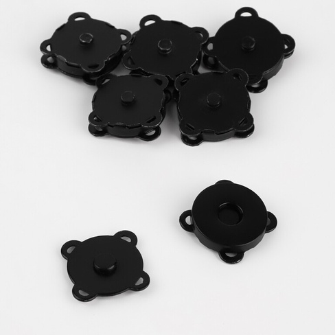 Кнопки магнитные, пришивные, d = 18 мм, 6 шт, цвет черный матовый Арт Узор